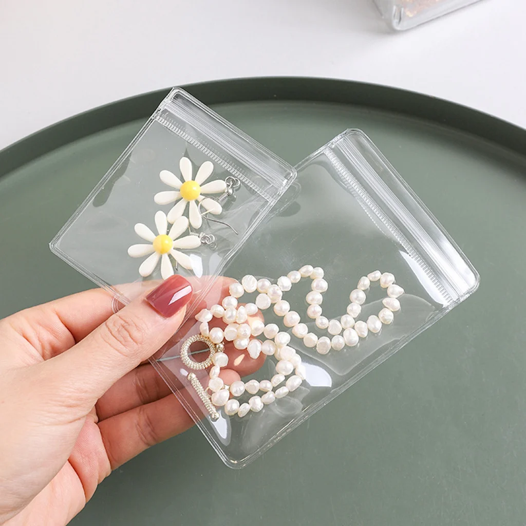 20 PCS PVC Self Sealing Jewelry Bag Thick Necklace Bracelet Ziplock Bag Ring Storage Holder Bag Storage Anti-oxidation Bag