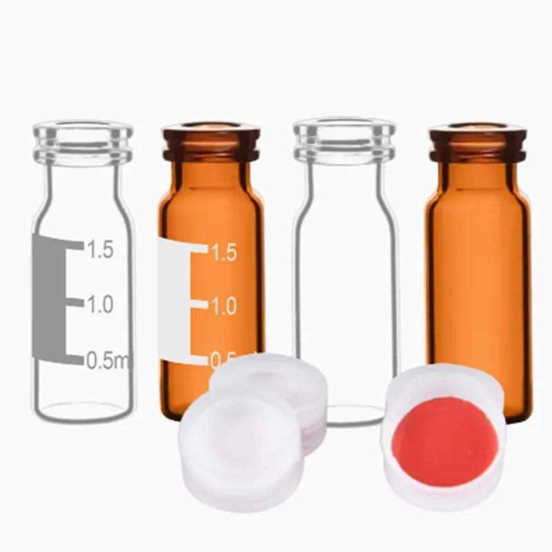 Xin Tester 100pcs/lot  1.5/2/4ml Glass Chromatography Vial  Transparent Brown Headspace Sample Liquid Injection Bottle