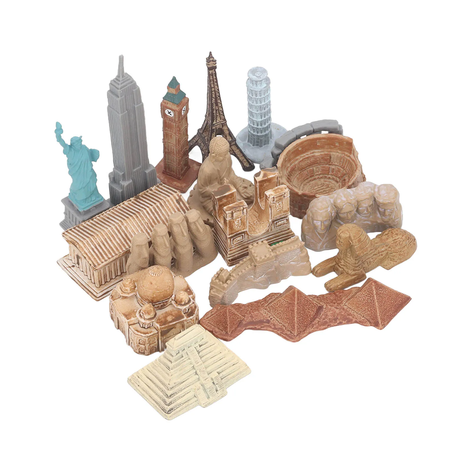 17 pçs em miniatura edifícios antigos brinquedos em torno do mundo cidade miniaturas edifícios pirâmide egípcia modelo kit antigo egito brinquedos