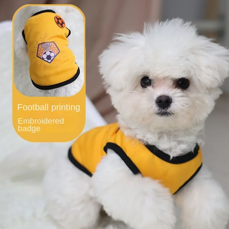 Pet Spring/Summer Thin Pullover Tank Top Handsome Football Accessories Printed Western Bixiong Dog Cat Universal Clothing