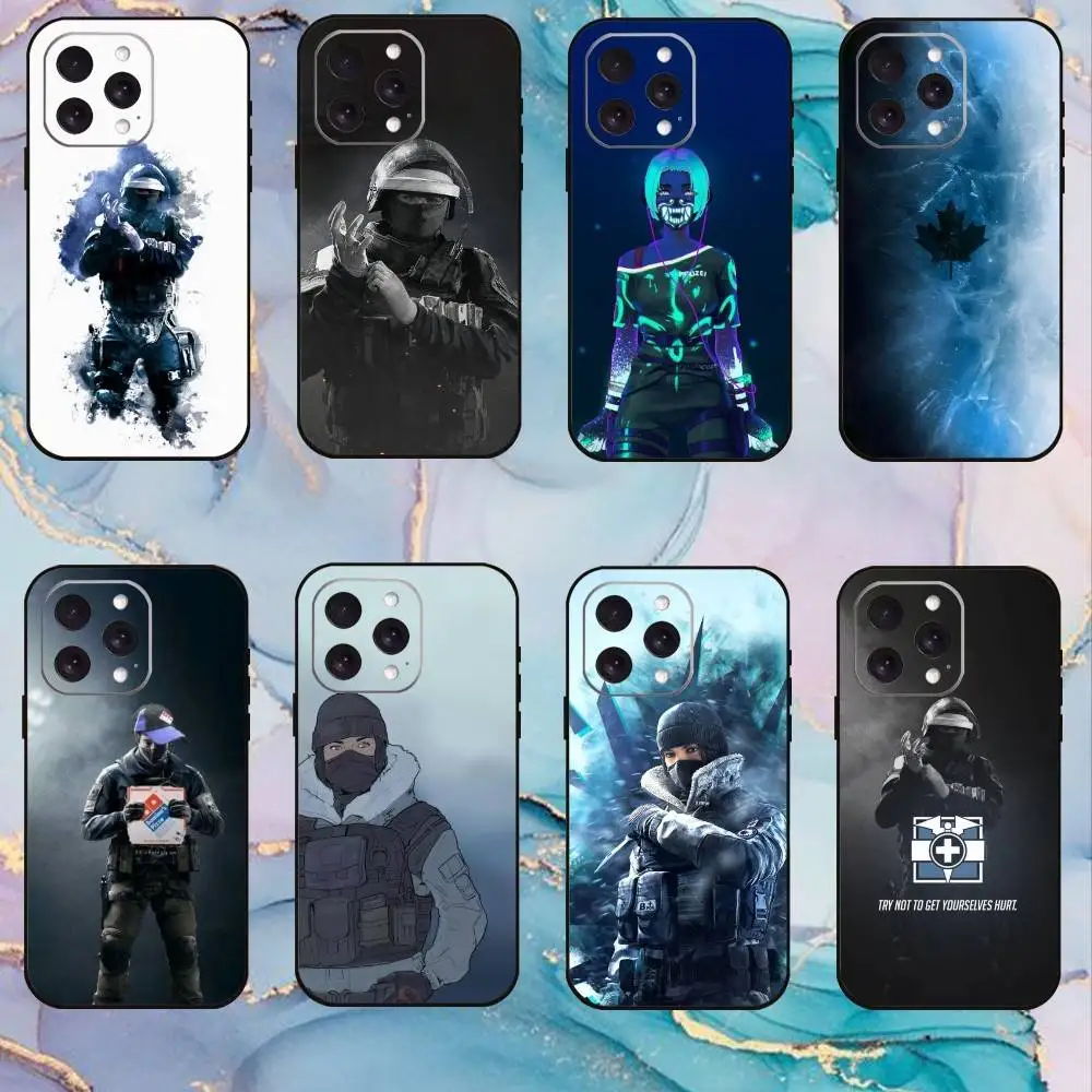 

Ice R6 Rainbows Phone Case For iPhone17,16,15,14,13,12,11 Plus,Pro Max Soft Black Cover
