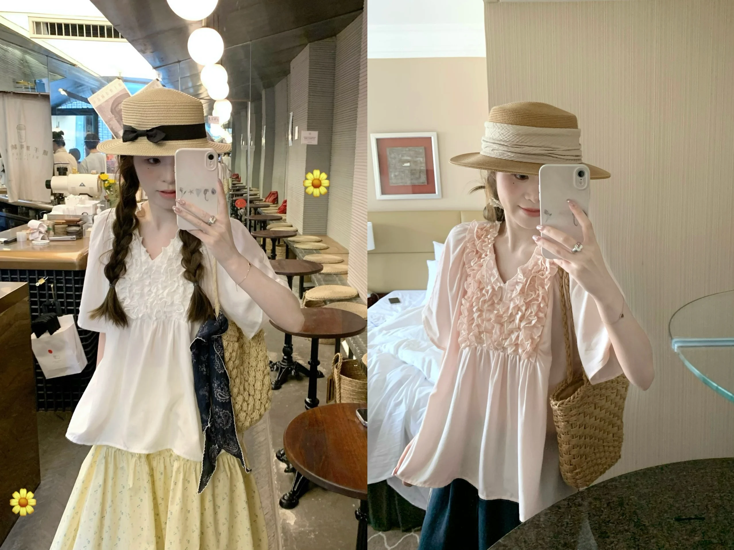 

Легкая двухцветная шелковая блузка Yoursjin с деревянным узором, повседневный летний топ для женщин, дышащий, с V-образным вырезом