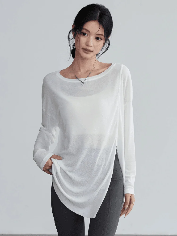 

Свободный длинный топ для йоги Sve, женский топ для бега, пилатеса, фитнеса, накидка для сухих упражнений, мясо, весна-осень, Meveen