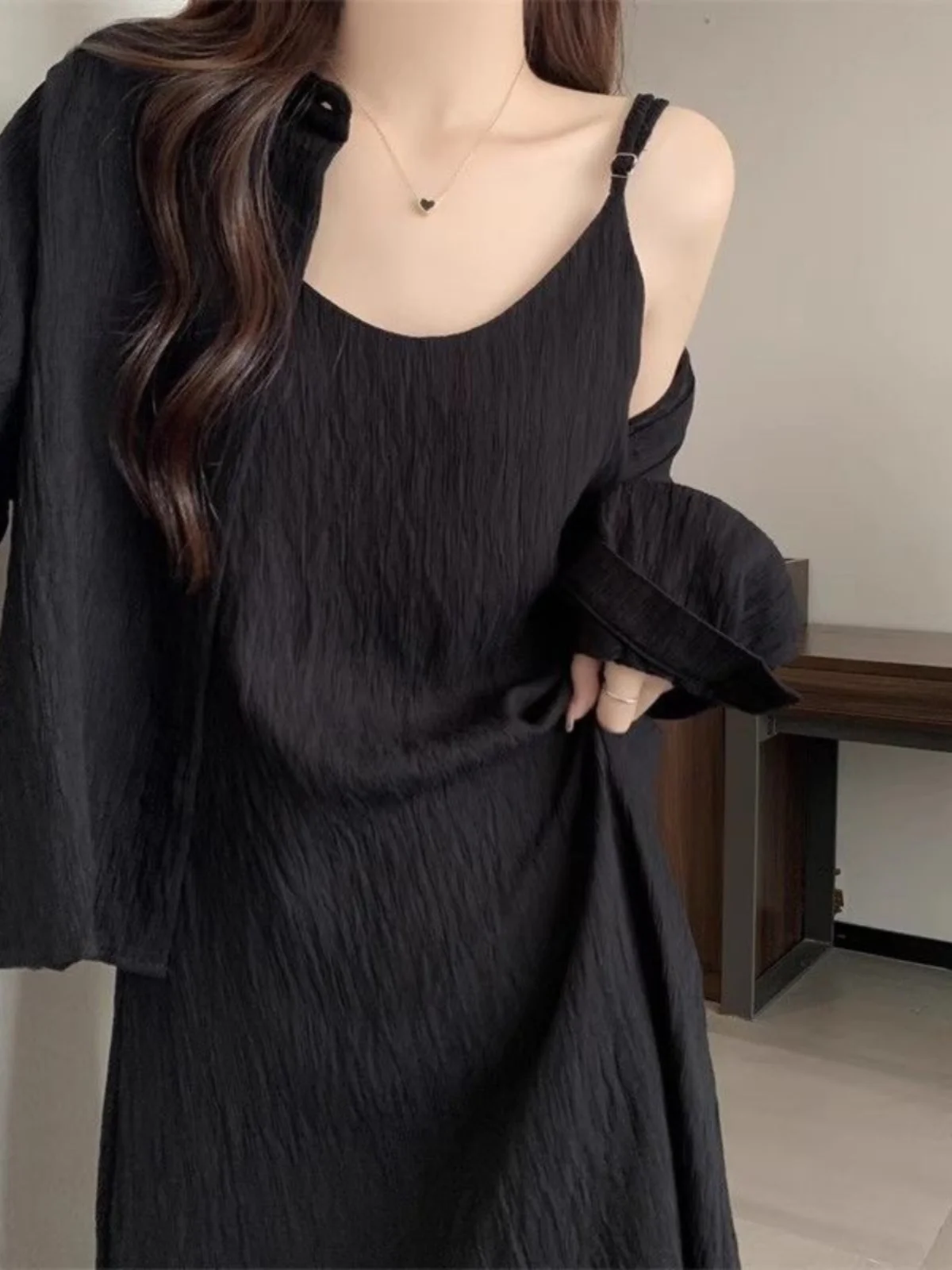 

plus Size Summer Loose Women's Dress Shirt Outerwear Crawler Skirt A-Line Midi Skirt Breathable Skin-Friendly Korean Style