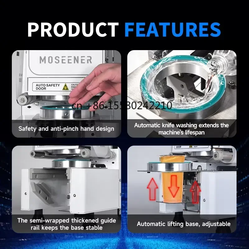 MOSEENER Electric Heat Sealing Machine for Coffee Boba Juice Cup Sealer Automatic Cup Sealing Machine for Equipment
