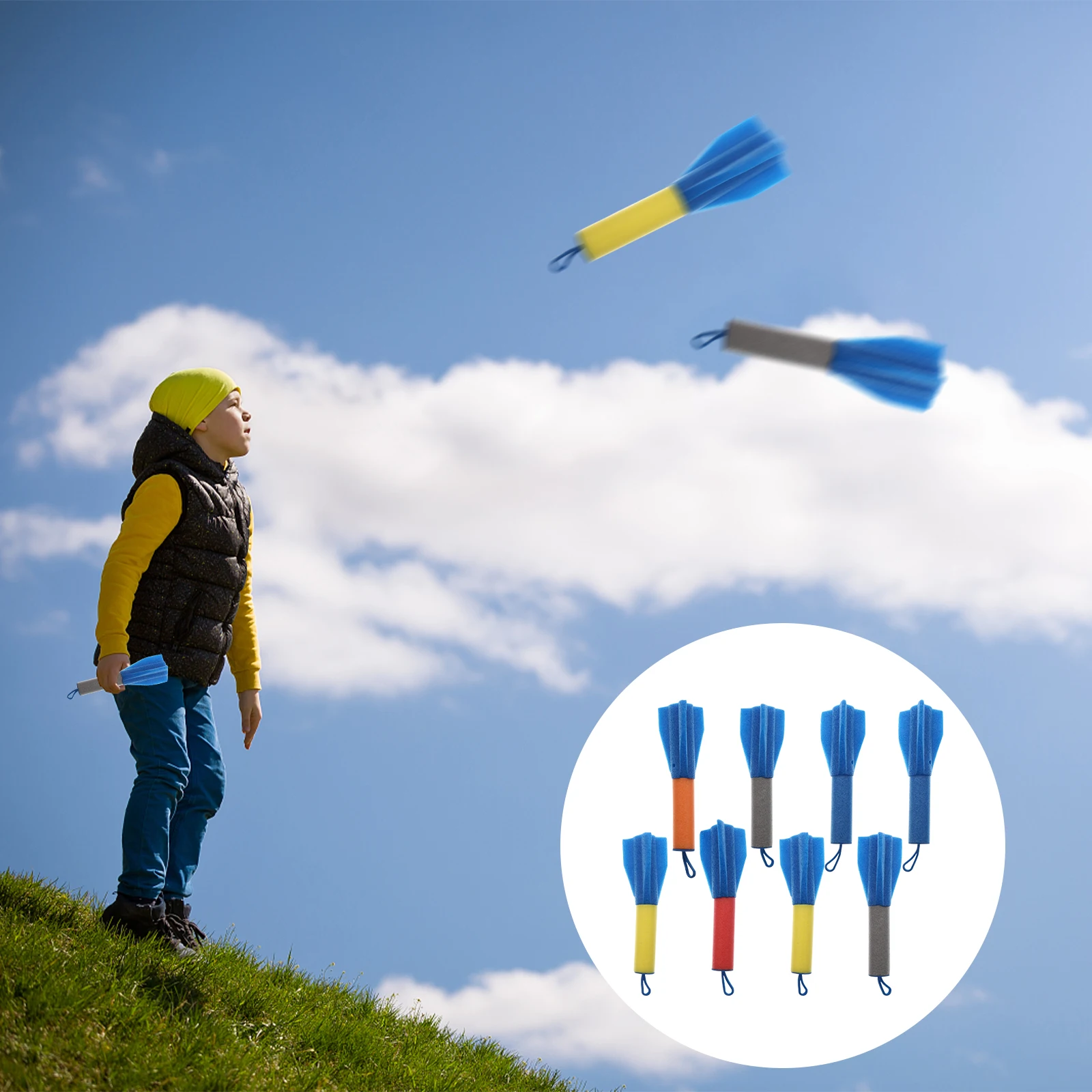 8 قطع من ألعاب صاروخ الطرد وصواريخ الأصابع المنجنيق السائبة للأطفال قاذفة زرقاء صغيرة مضحكة للأطفال