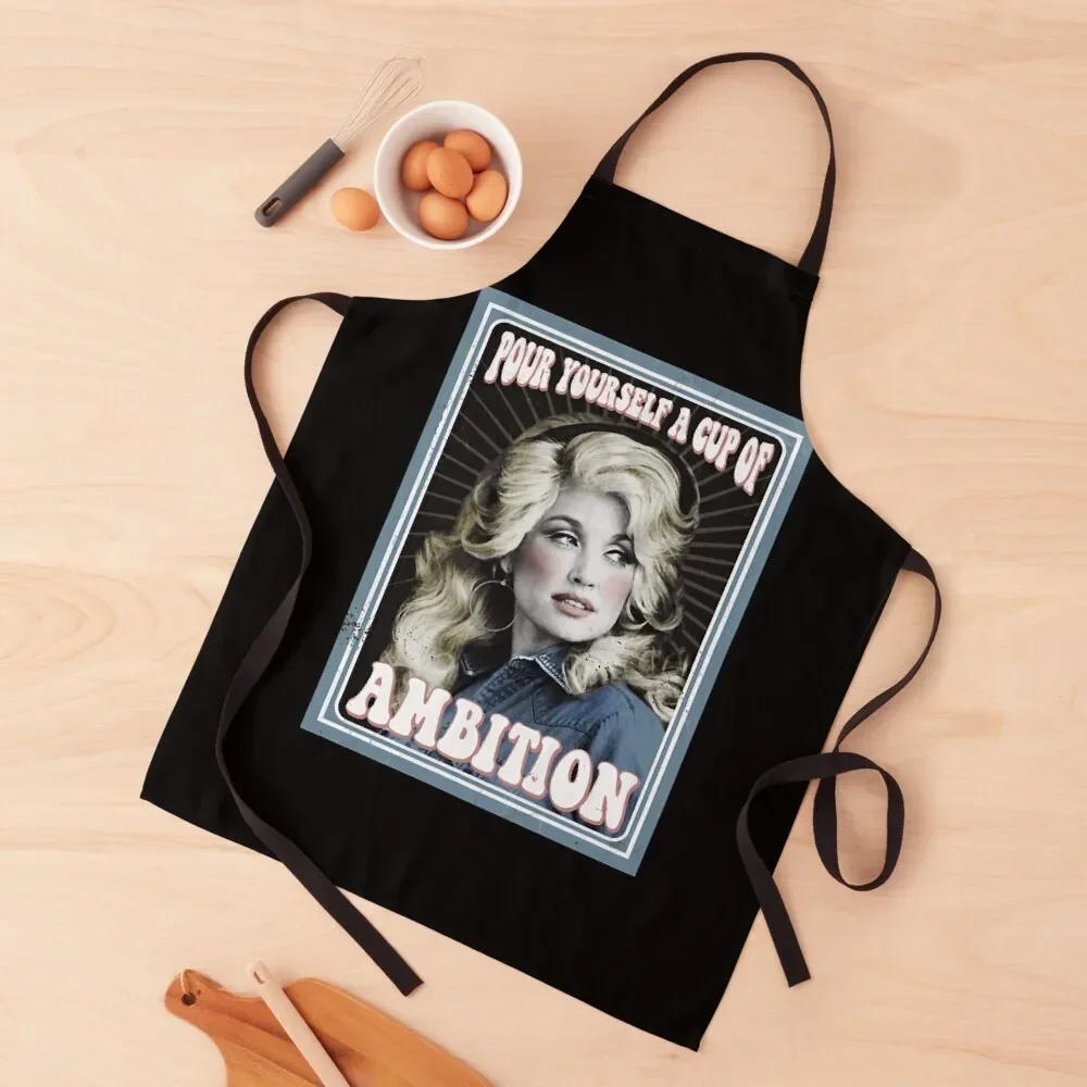 

vintage a cup of ambiton dolly gift parton for lovers Apron Kitchen Things For Home Kitchen Utensils Apron