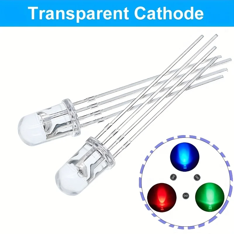 20PCS/ Multicolor 4-Pin 5mm RGB Led Diode Lamp Tricolor Round Common Anode Led F5 Light Emitting Diode Red Green Blue