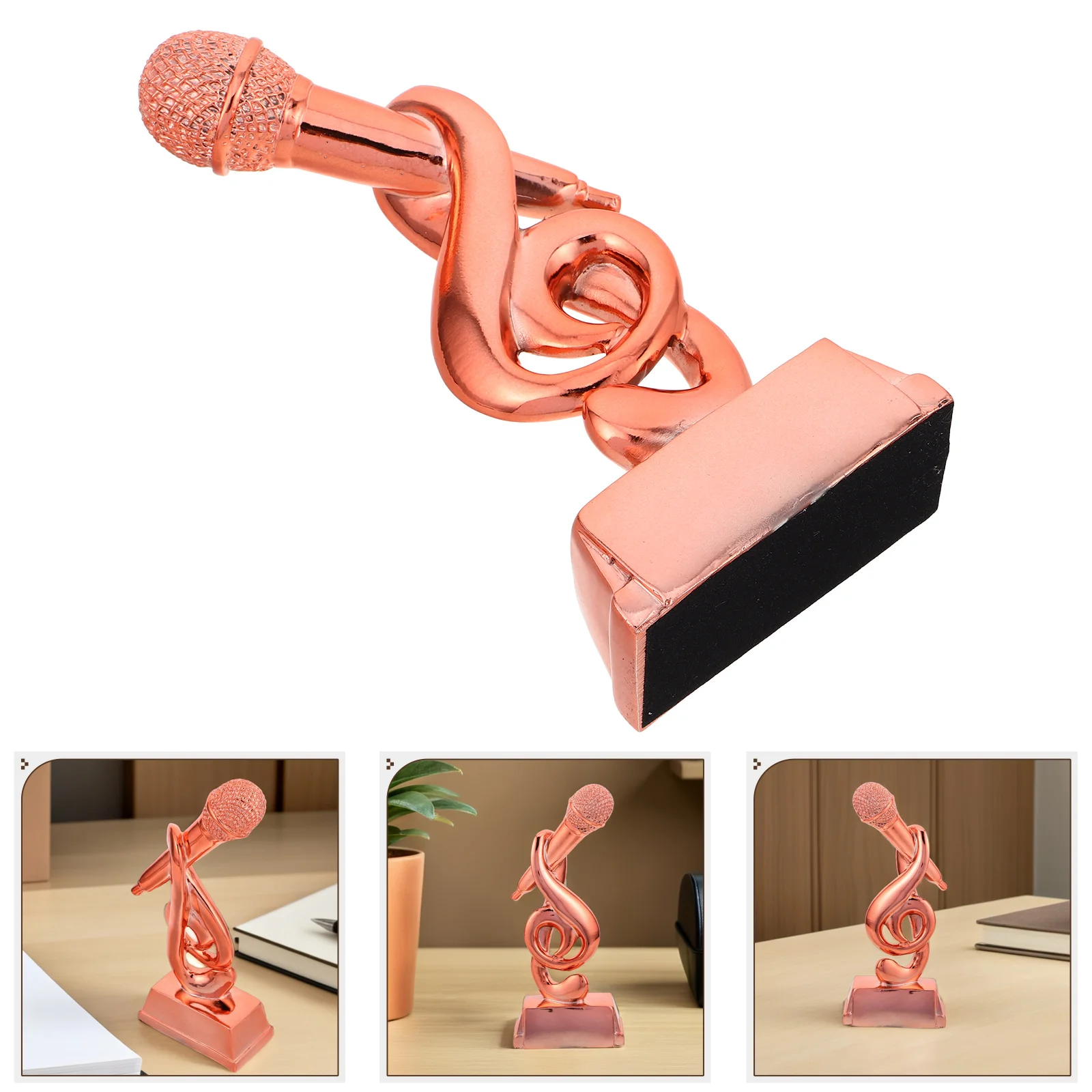 Microphone Trophy Cup Resin Sculpture Competition Party Award Decorative Vintage