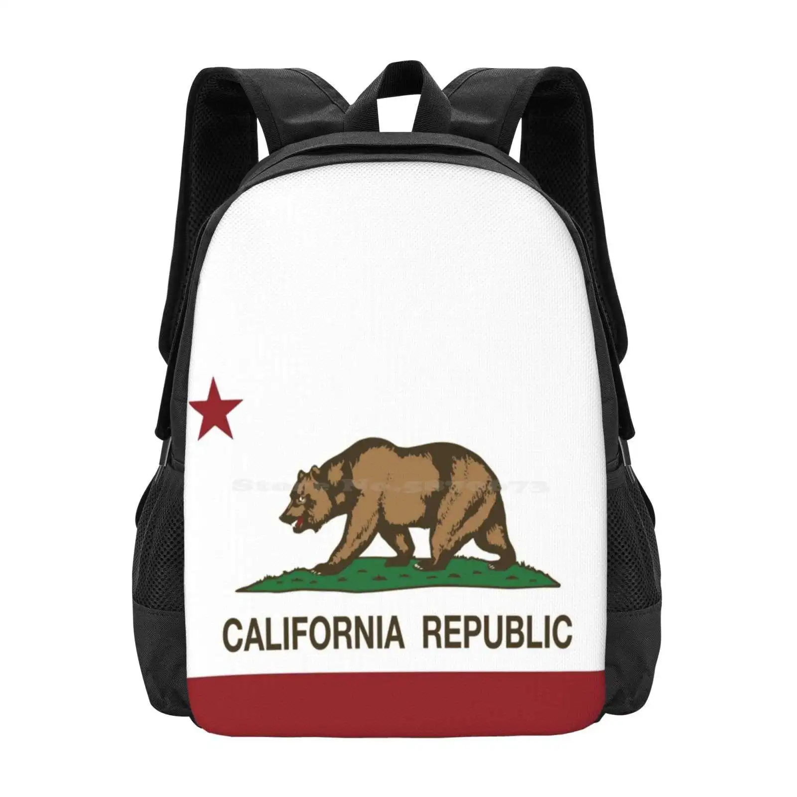 Mochila com bandeira da república da califórnia, para estudante universitário, design padrão, faculdade, amor