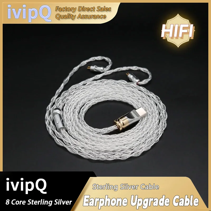 IvipQ 8 Core Argent Sterling USB-C/Type-c 2.5/3.5/4.4mm Plug Écouteur Remplacer Câble MMCX/2PIN/QDC/TFZ, Pour IE900/FH7/NX7/N5005