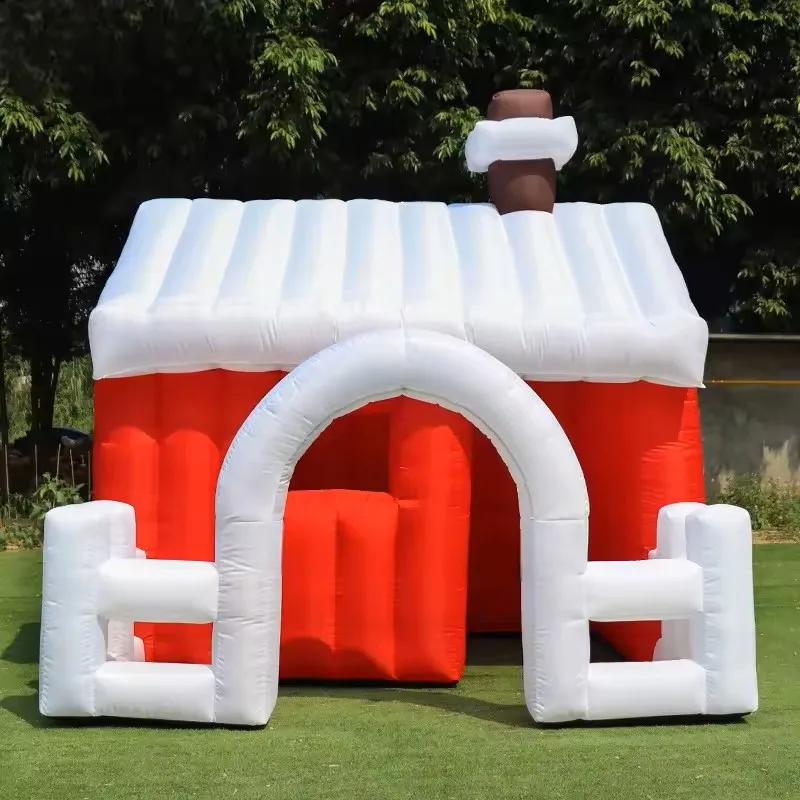 Custom 3M Inflatable Christmas Santa House Tent Giant Xmas Cabin for Outdoor Event Party Decoration