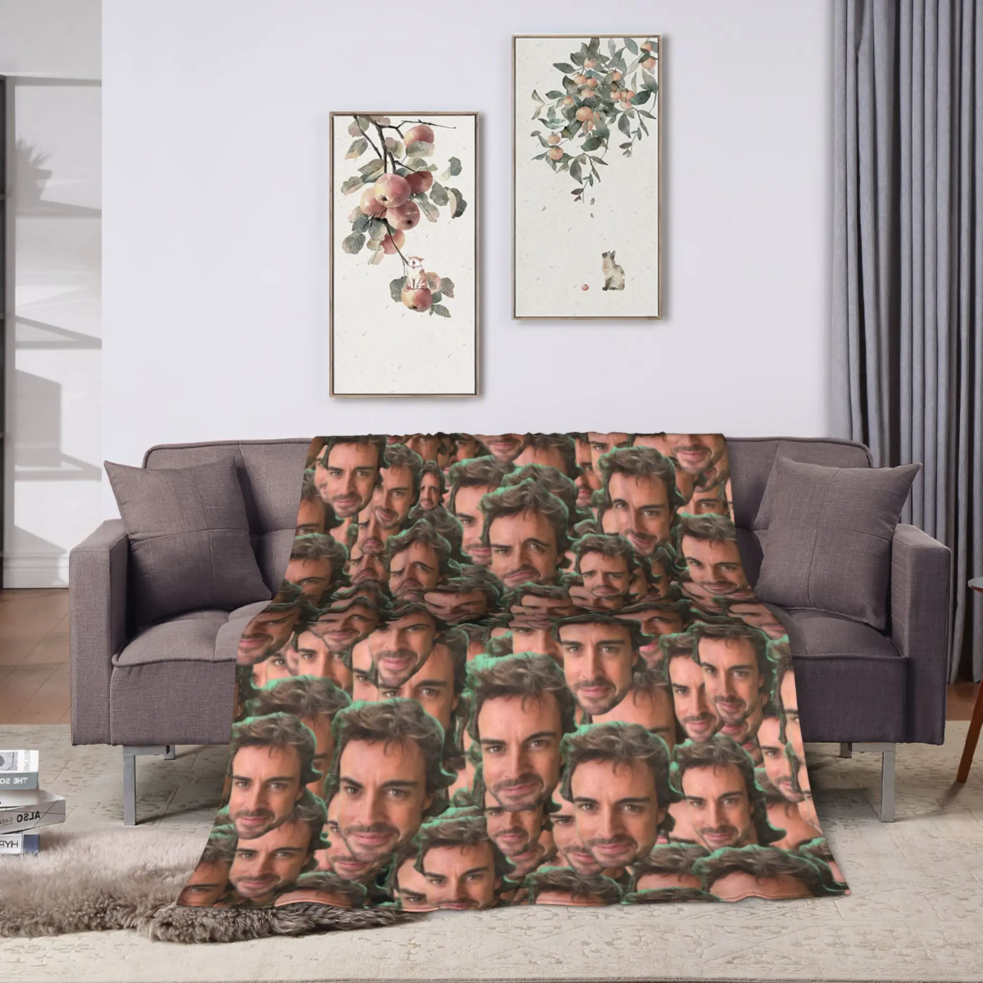 فرناندو ألونسو مضحك الوجه البطانيات الصوف الشتاء المحمولة سوبر الدافئة رمي بطانية للفراش الأريكة المفرش #3