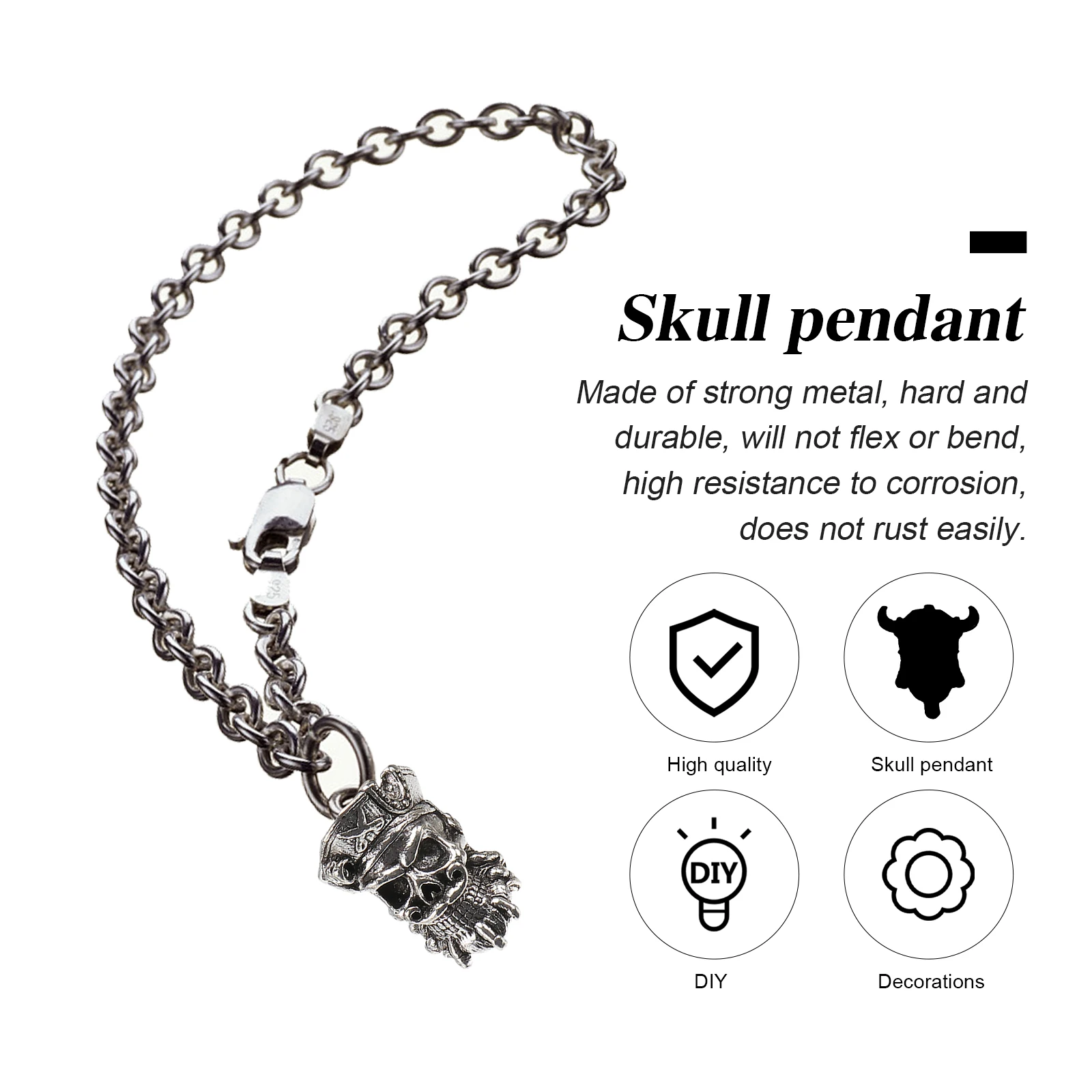 

4 Pcs Skull Beads Charms for Jewelry Making Pendant DIY Metal Pendants Accessories