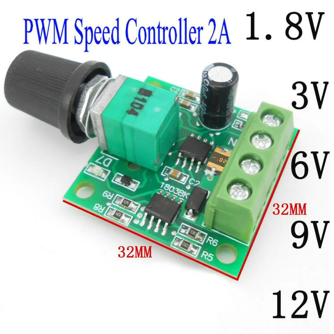 Adjustable DC Motor Speed Controller Mini PWM-DC Motor Speed Regulator 1.8V 3V 5V 6V 12V Speed Control Switch Instrument Part