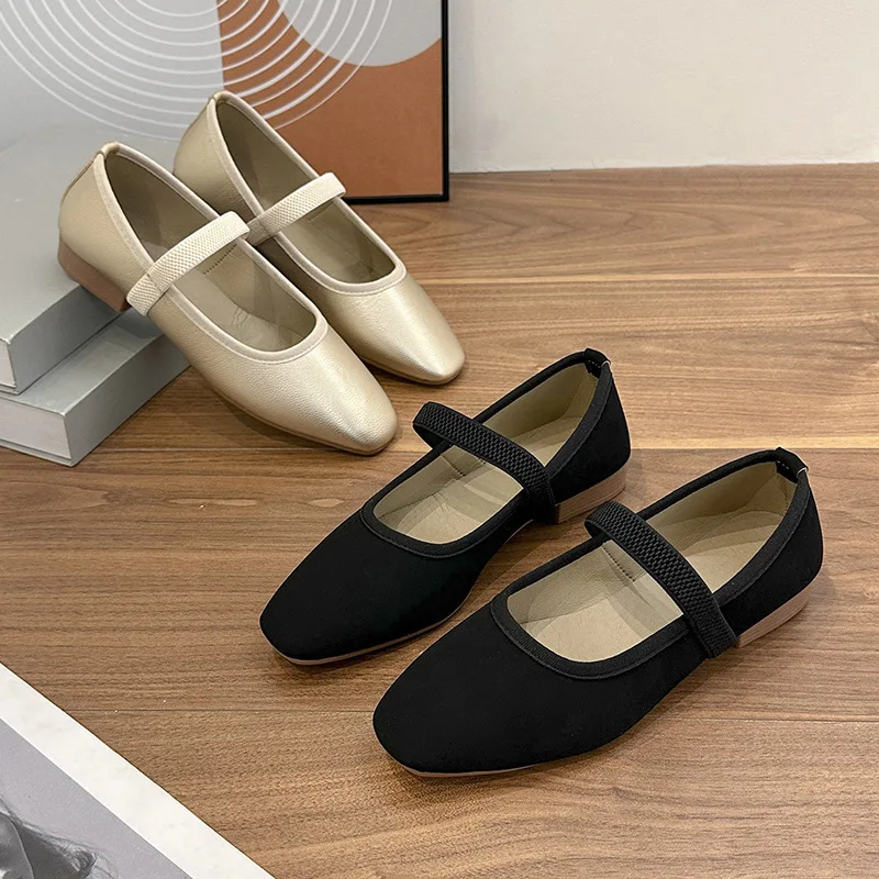 

Mary Jane Single Shoes Thick Heel Shoes Elegant Classic Retro Square Toe Comfortable Soft Shallow Cut Low Heel Women's Shoes