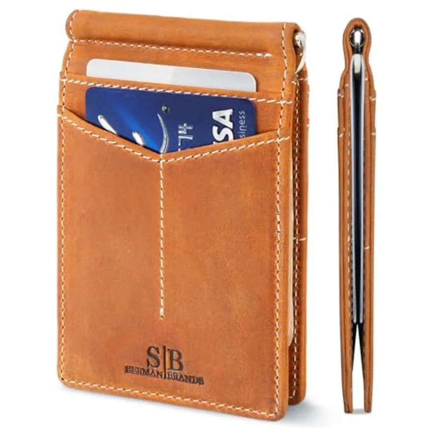 

RFID Blocking Wallet Slim Bifold - Genuine Leather Minimalist Front Pocket Wallets for Men with Money Clip Gift