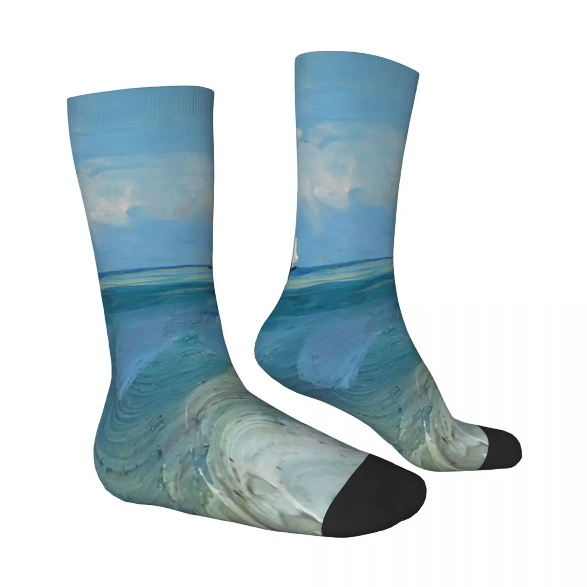 Women Men Socks Van Gogh ship Stockings Autumn Funny Medium Soft Socks Printed Outdoor Sports Anti Skid Socks