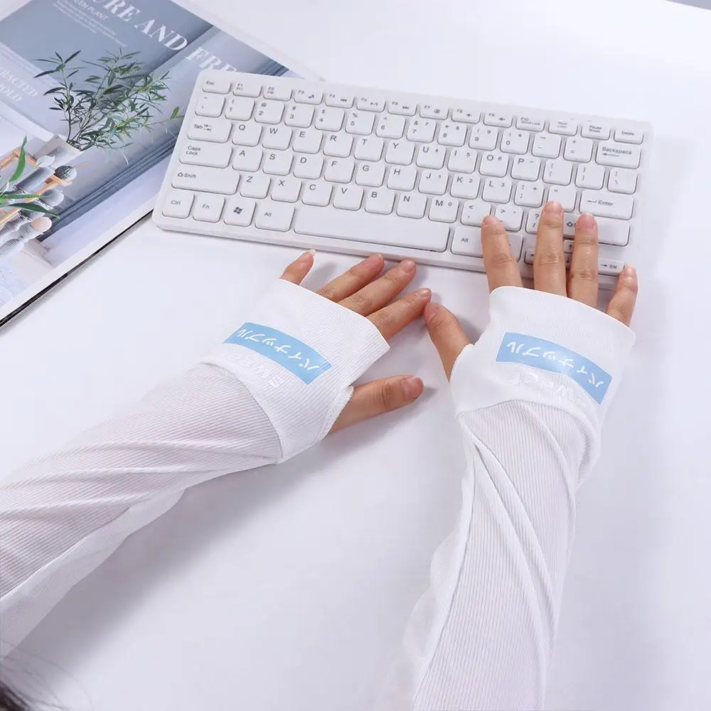 Silk Driving Arm Sleeves Cycling Women Sunscreen Sleeves Half Finger Sleeves Sunscreen Hand Sleeve Sun UV Protection Hand Cover