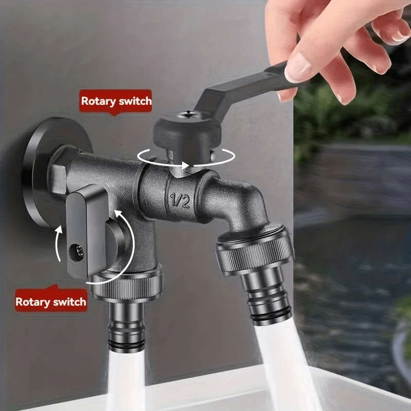 1PC Outdoor Garden Two‑Way Water Tap 1/2