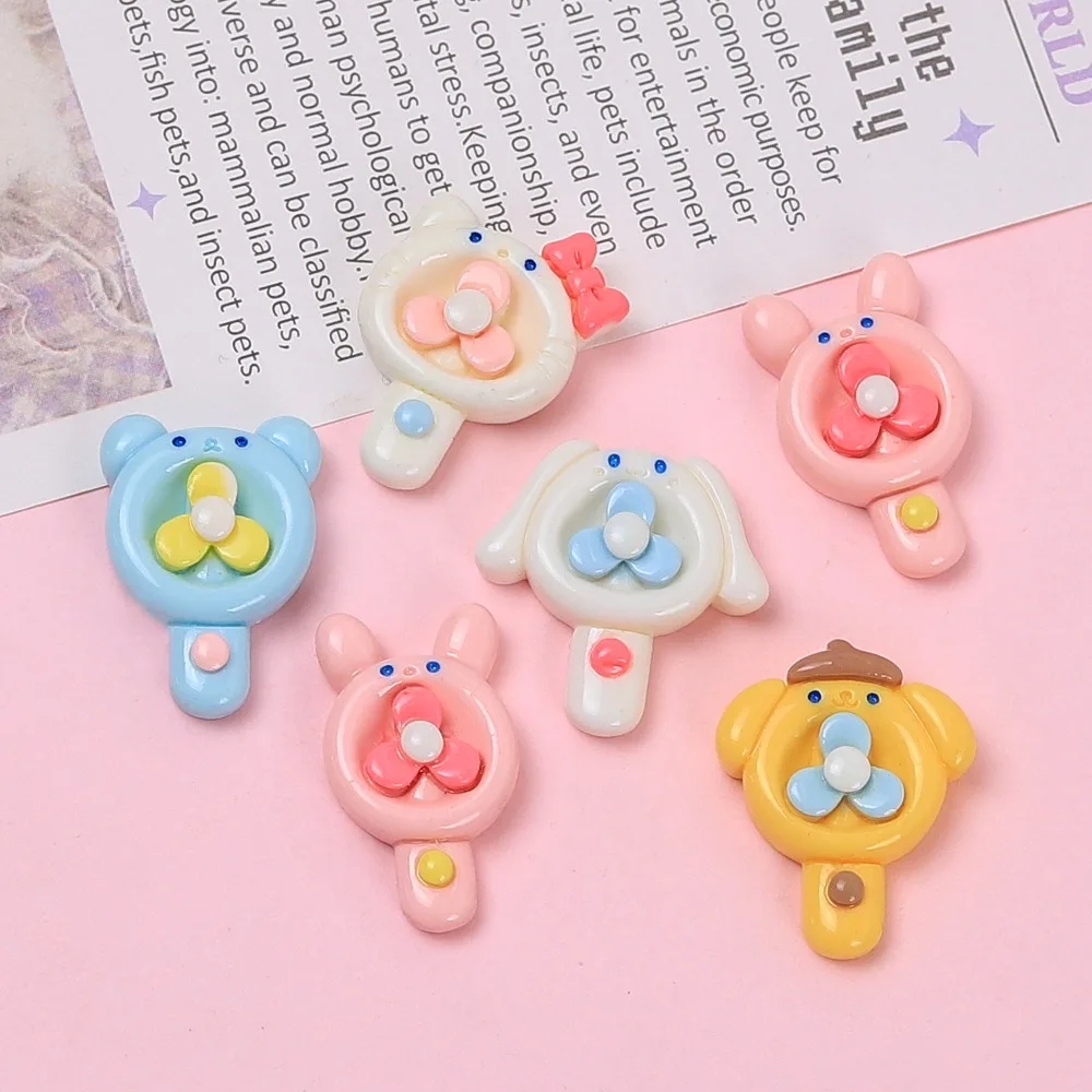 10Pcs Kawii resin Animal Fan Series Miniature Flat Back Cabochons For Hairpin Scrapbooking DIY Home Decor Craft Accessories