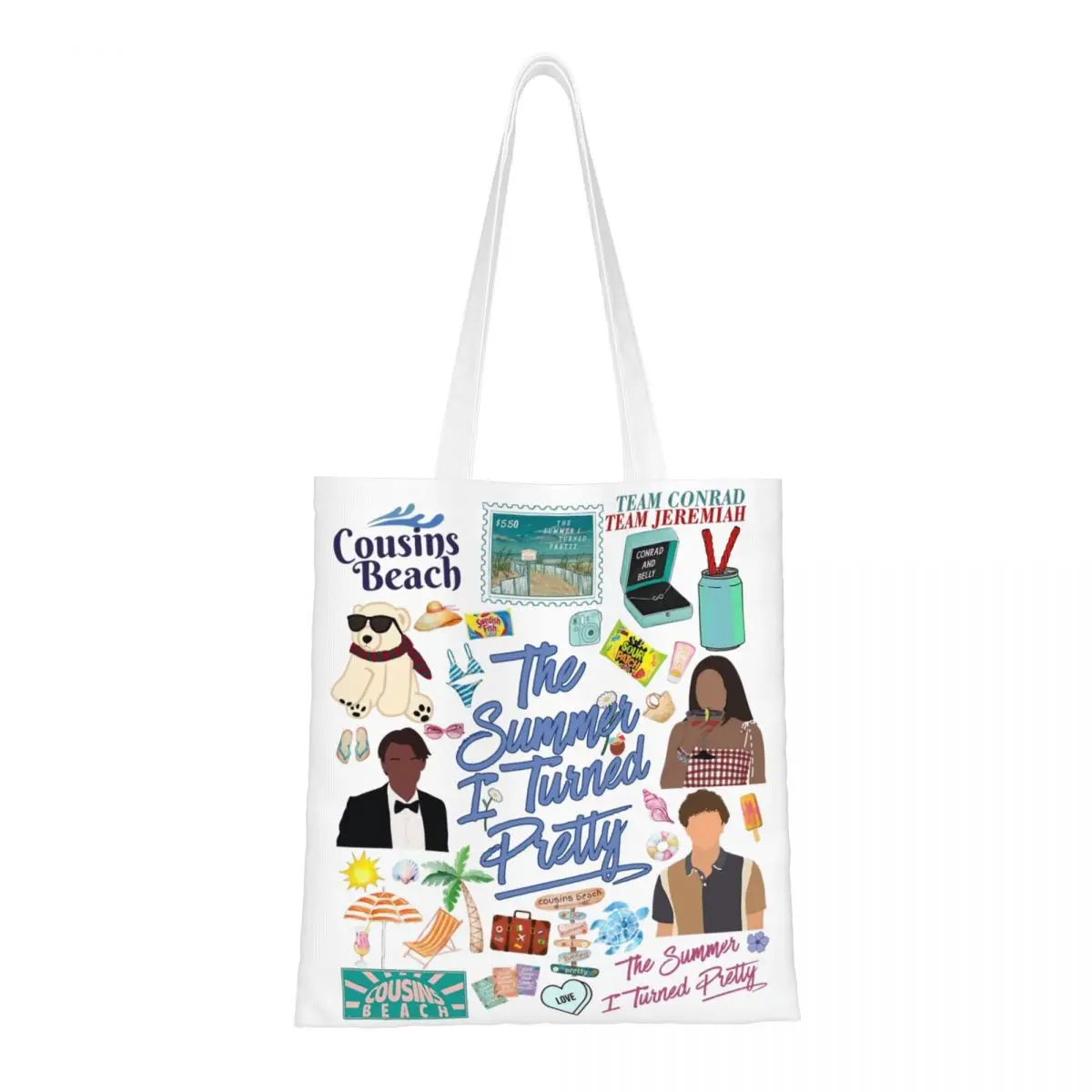 

The Summer I Turned Pretty Cousins Beach Canvas Tote Handbag Shoulder Bags Large Capacity Shopping Bags for Unisex