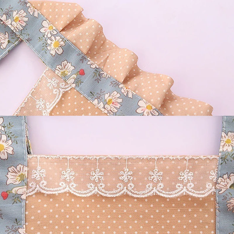 Cotton Canvas Floral For Women'S Kitchen Oilproof Apron With Pockets And Adjustable Waist Belt Waterproof Sleeveless Bib Apron