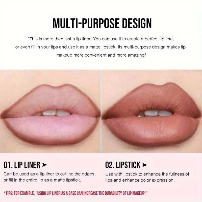 Matita per labbra opaca impermeabile Matita per labbra rosso scuro Tinta per contorno Rossetto a lunga durata Tazza antiaderente Labbra sexy Cosmetici per il trucco