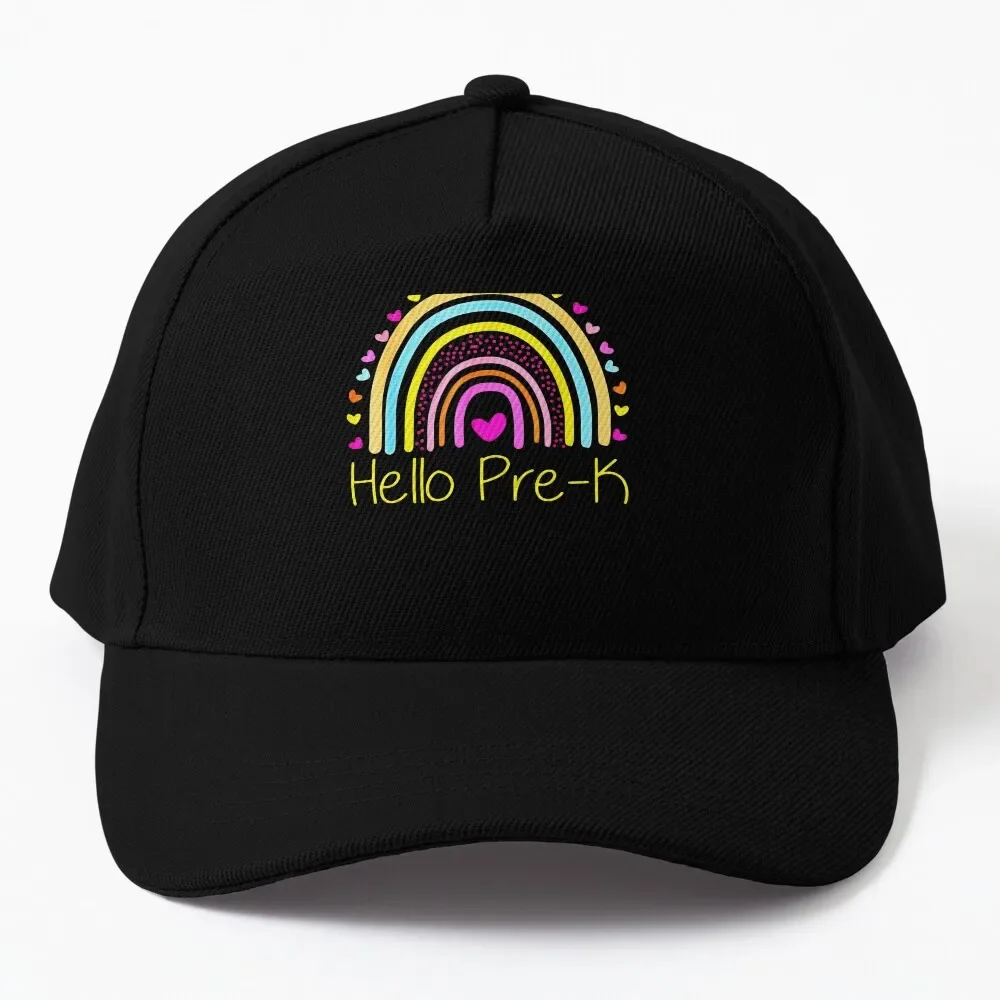 Hello Pre-K Rainbow Team Hello Preschool Rocks Squad Teacher Baseball Cap Beach Bag Golf Mens Cap Women'S