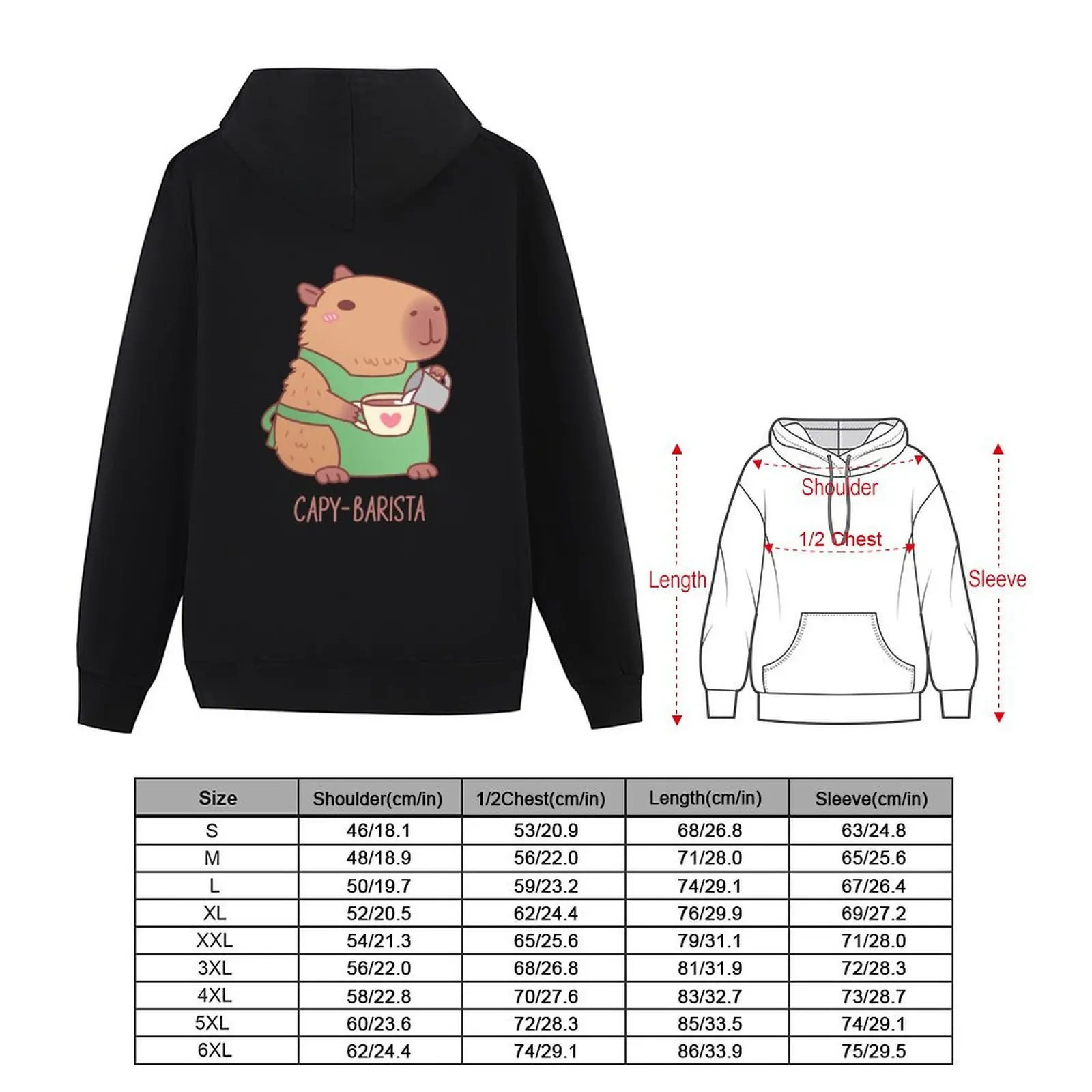 لطيف كابيبارا باريستا صنع القهوة هوديي أنيمي الملابس الكورية نمط الملابس الملابس الكورية مقنعين قميص رجل هوديي