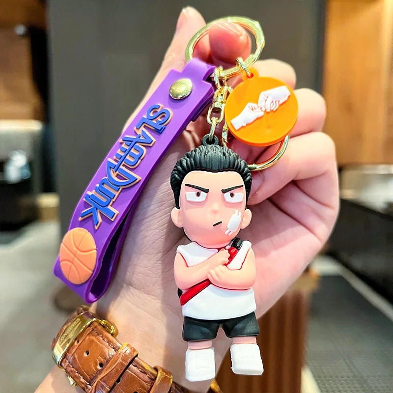 Anime SLAM DUNK Keychain Sakuragi Hanamichi Rukawa Kaede Hisashi Mitsui Action Figure Bag Pendant Car Key Chain Model Toys Gift