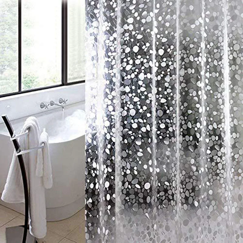 Waterproof 3D Shower Curtain With 12 Hooks Bathing Sheer For Home Decoration