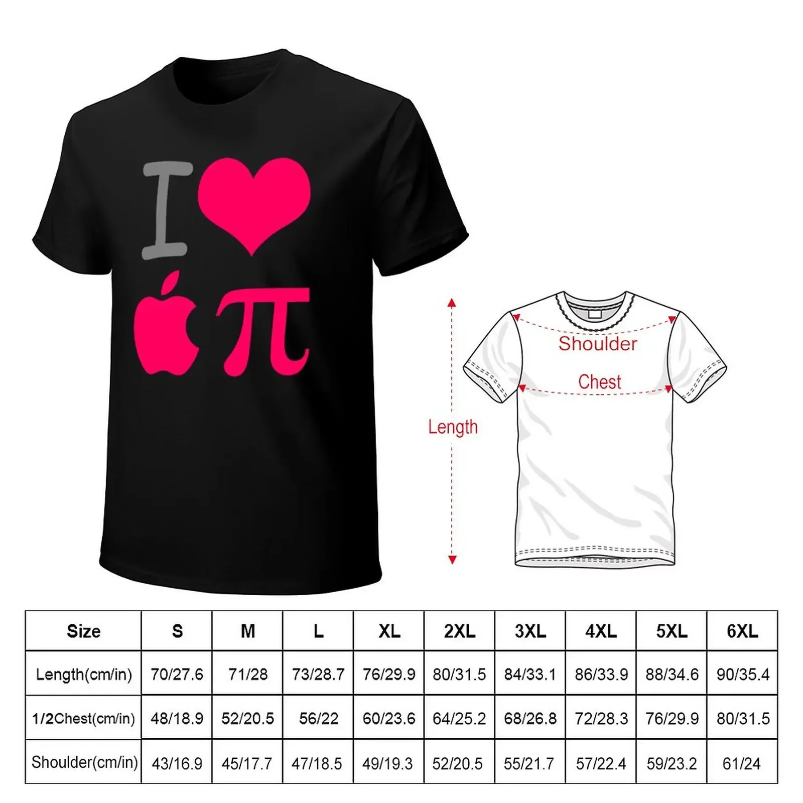 I Love Apple Pi T-Shirt plus size tops oversized T-shirts for men cotton