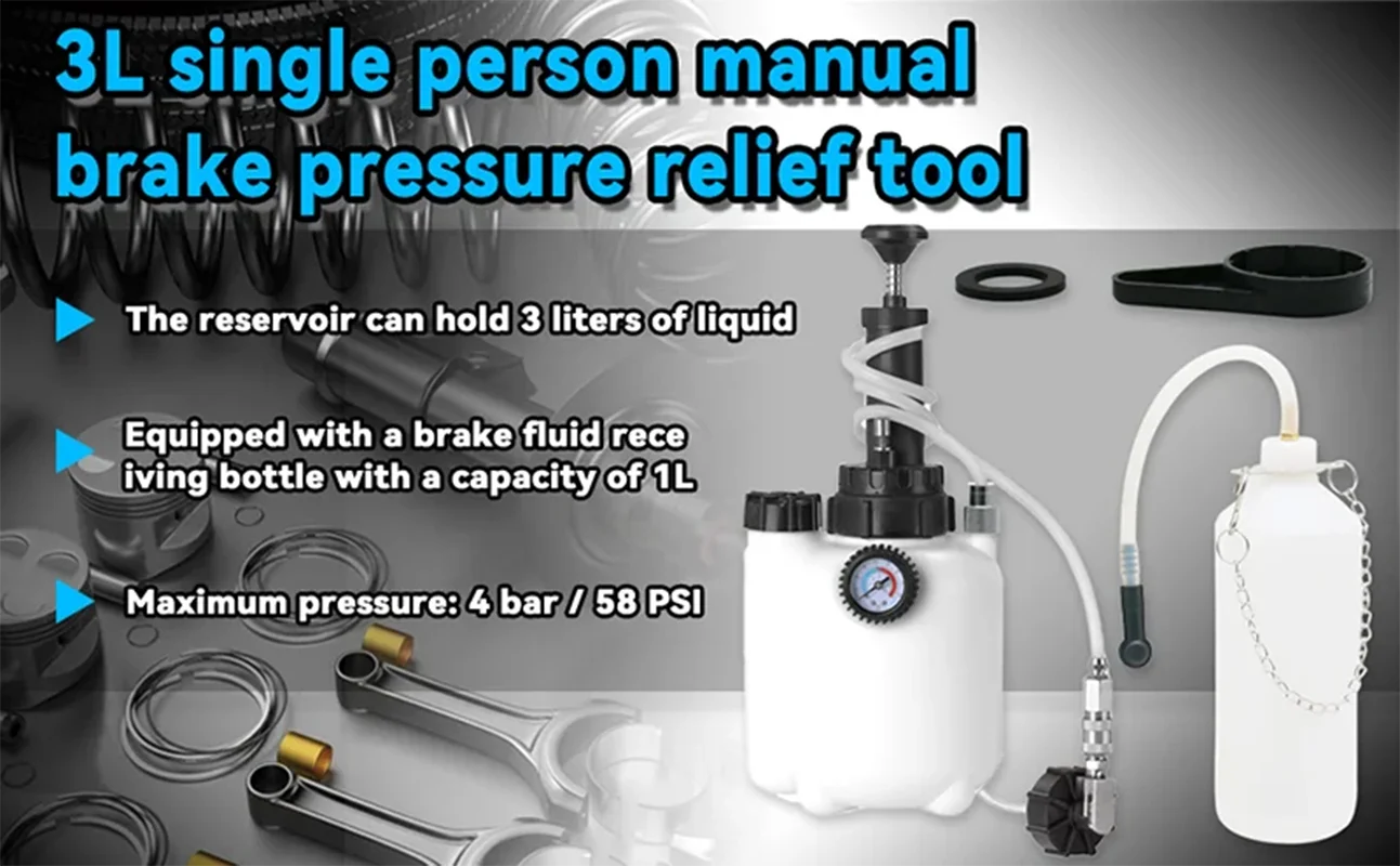 3L Manual Brake Bleeder Kit with 1L Oil Bottle Fluid Pressure Bleeding Vacuum Pump Tool Set