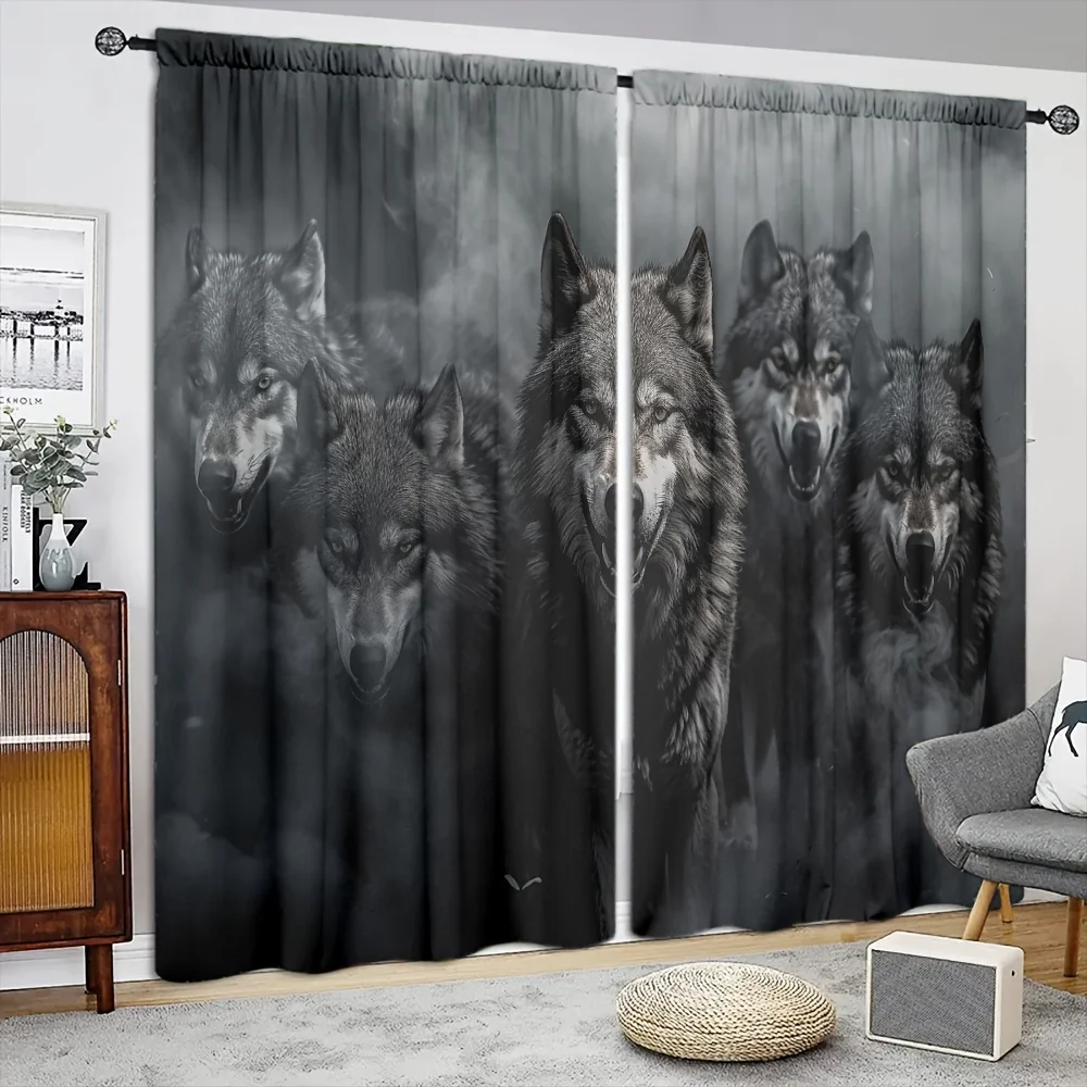 Wolf Pack Printed Curtain for Home Decor - Rod Pocket Window Treatment for Bedroom, Kitchen, Living Room