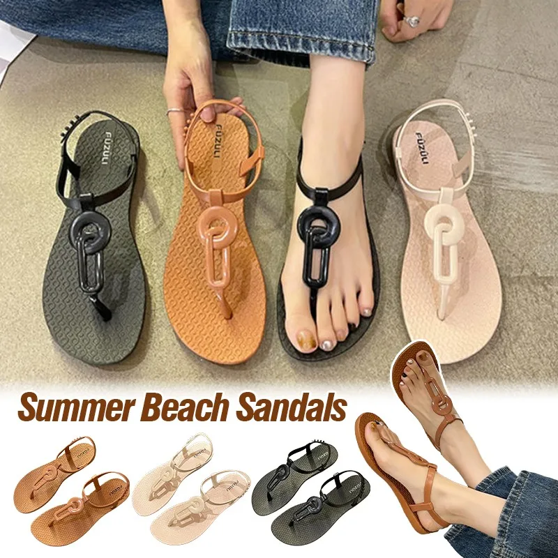 

Летние женские сандалии, женские модные сандалии на плоской подошве с застежкой на носок, пляжная одежда в римском стиле, сандалии, летняя уличная обувь, новинка