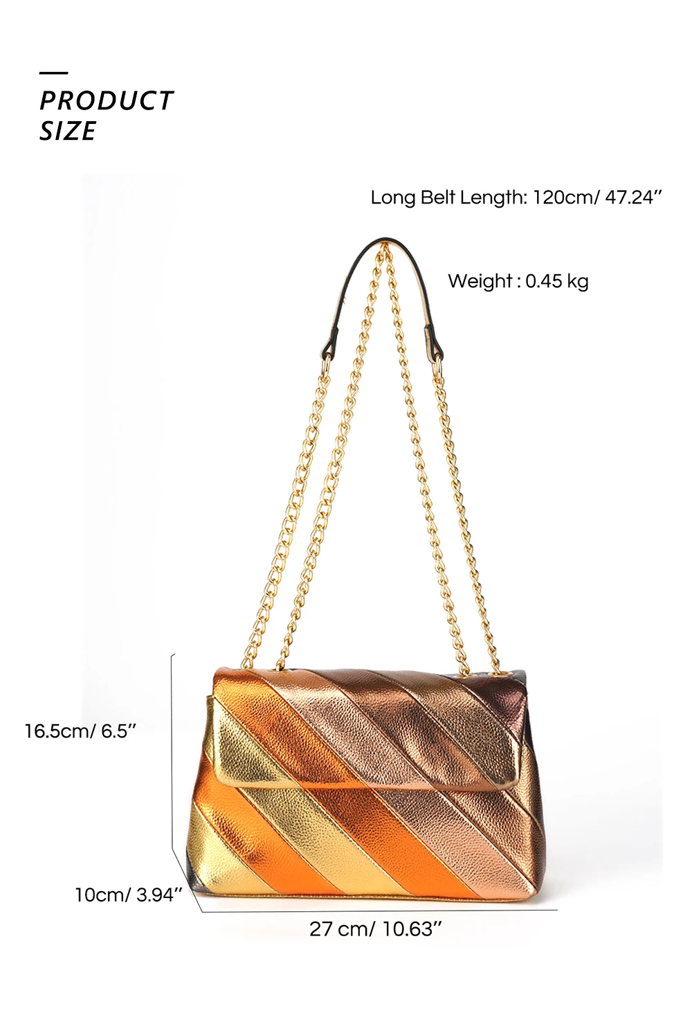 CEZIRA Shiny Rainbow Flap Bags for Women Luxury Multi-Coloured Patchwork Cross Body Shoulder Handbags Metal Chain Square Purses