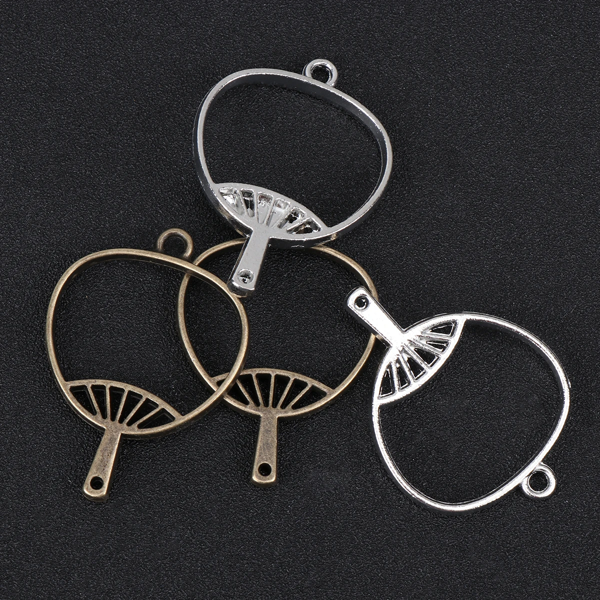 

20pcs Cattail Leaf Fan Frame Alloy Retro Pendant Frame Jewelry Accessories Charm Making Crafts Durable Resin Cameo Diy Pendant