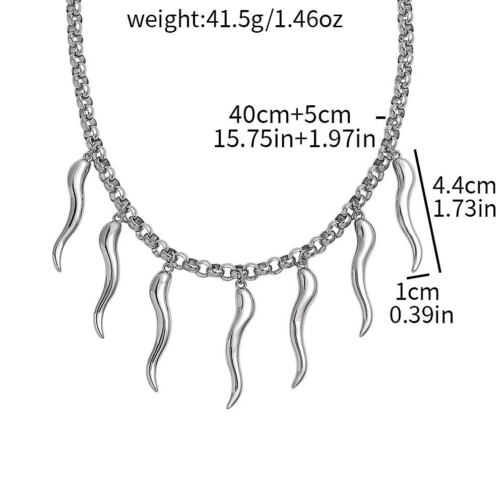 punk style often falls, Italian lucky angle choker necklace, shiny face, curved angle, fang chain, spicy girl collarbone chain