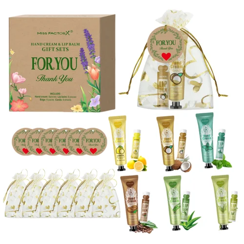 웨딩 컴패니언 선물 세트, 핸드 크림 세트, 립밤 세트, 러브 땡큐 카드, 러브 거즈 백, 파티 선물 배포, 상자당 6 세트 