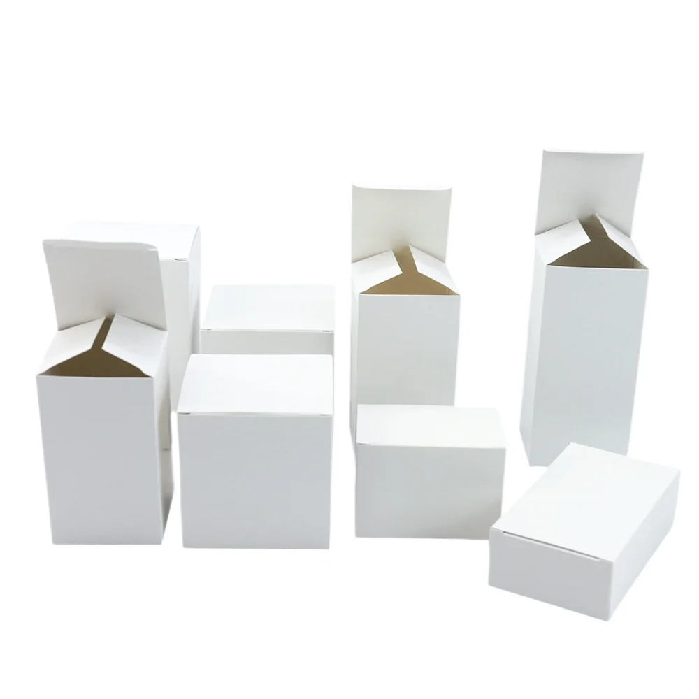 100pcs / white kraft paper box DIY handicrafts packaging box carton Wedding Party Box Multi Size