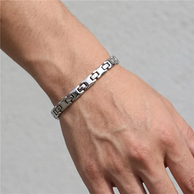 Kalen Luxury Stainless Steel Rectangle Link Bracelet for Men Polished Watch Link Jewelry Office Casual Male Hand Accessories