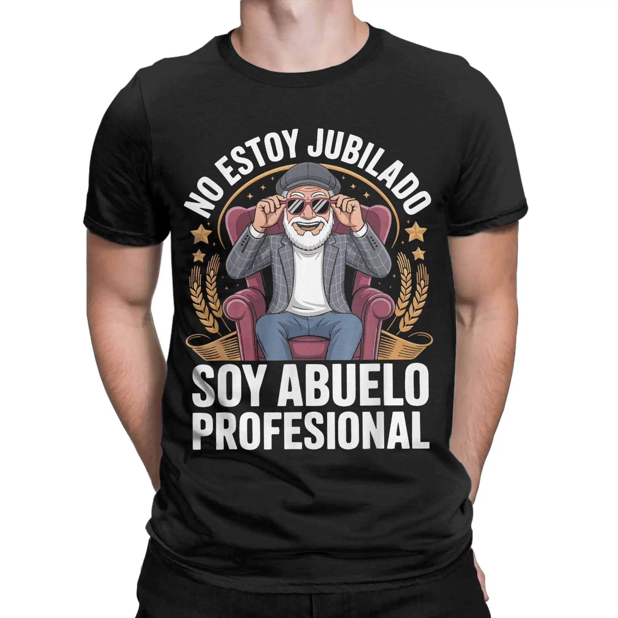 Men Women Printed No Estoy Jubilado Soy Abuelo Profesional   Tee T Shirt Cotton  T-shirts Clothing