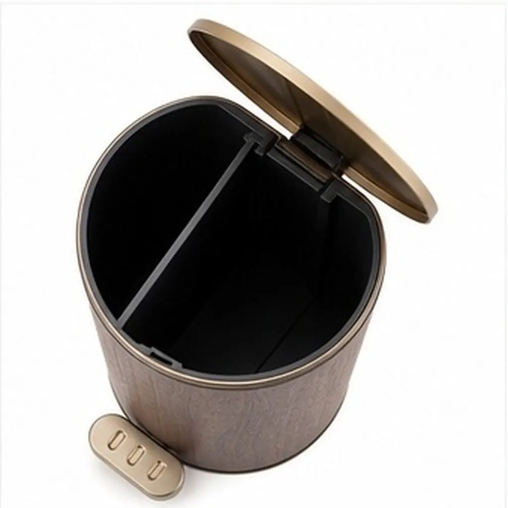 12L Modern Round Plastic Bathroom Trash Can with Lid Step on Pedal Hands Free Garbage Container for Home Kitchen Office Odor