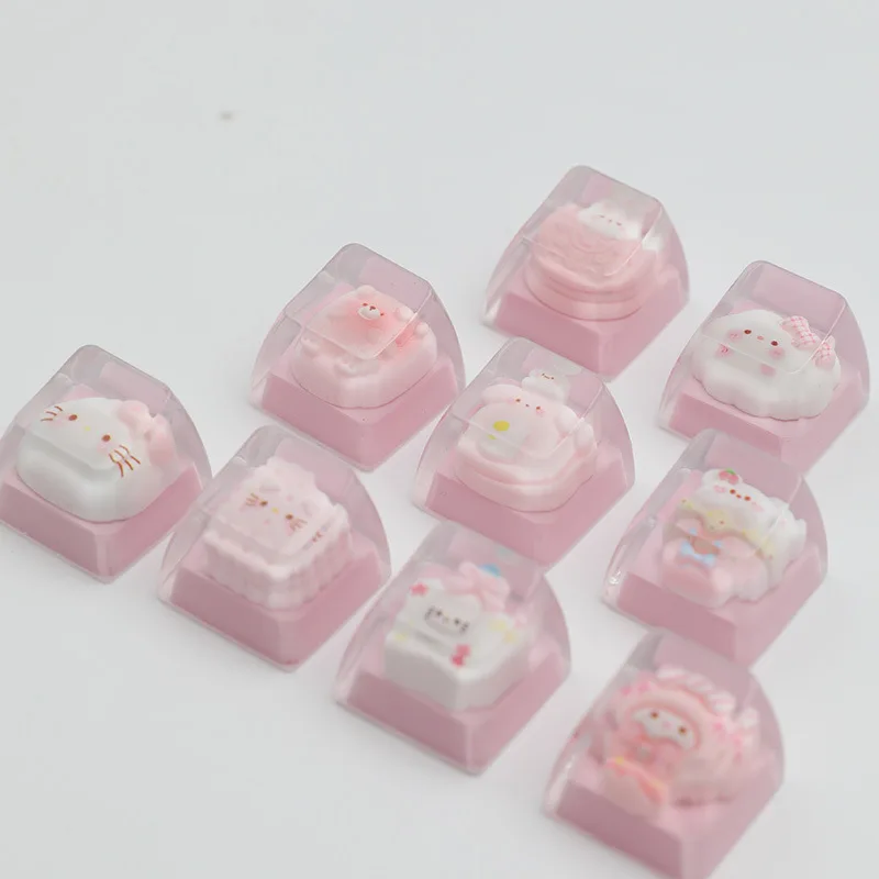 

In stock Sanriou Pompompurin My Melody Hello Kitty Keycap Glue key cap Cross axis Mechanical keyboard Diy accessories Christmas