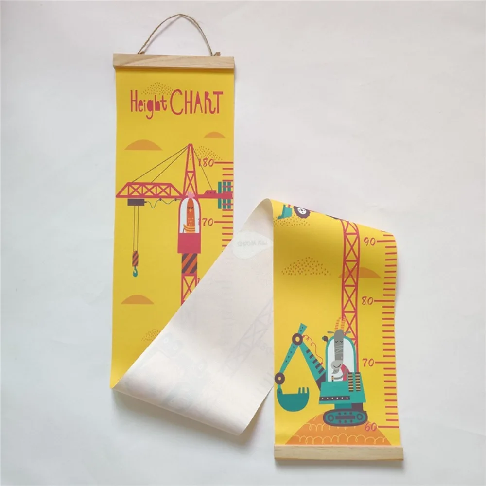 

Wall Hanging Children Height Measuring Rulers Removable Roll Up Height Measure Chart Decorative with Frame Baby Growth Chart