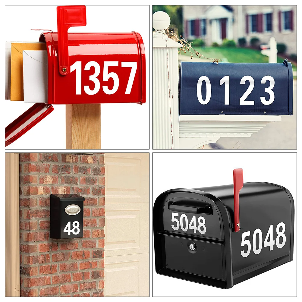 

5 Sheets Digital Stickers Number Mailbox Numbers outside for Crafts Self-adhesive Decals Reflective White Doorplate
