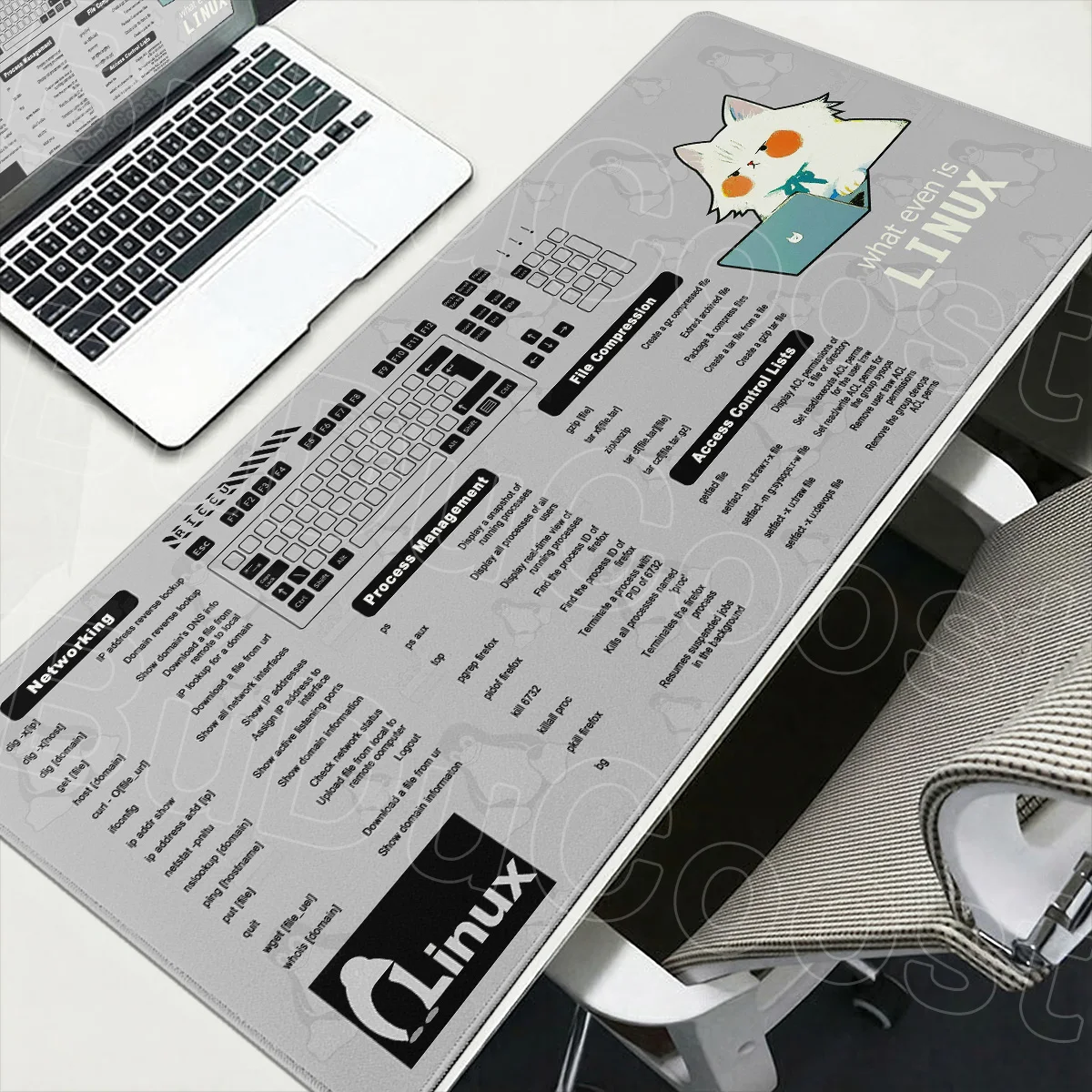 

New Cute HD Computer Office Cabinet Kawaii Penguin Grey Mousepad Pc Keyboard Accessories Linux Commands Line Programmer Desk Mat