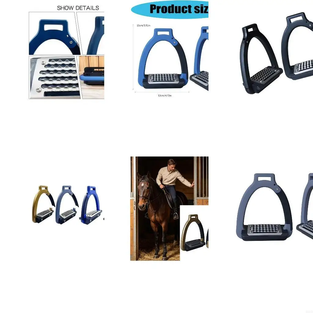 Horse Stirrups with Wide Textured Footbeds, Aluminum Frames, Stainless Steel Plates and Anodized Finish for Equine 69HD