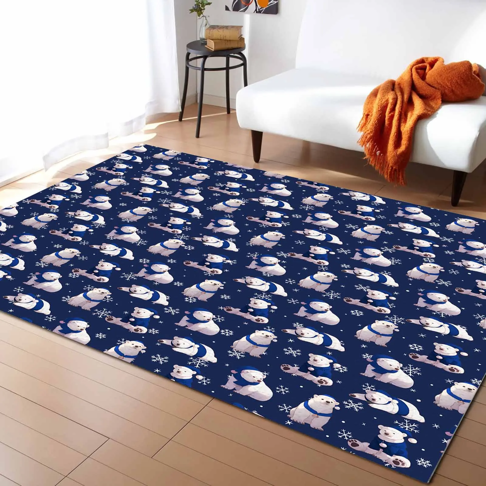 Christmas Winter Polar Bear Living Room Floor Mat Children's Room Bedroom Bedside Carpet Kitchen Door Mat